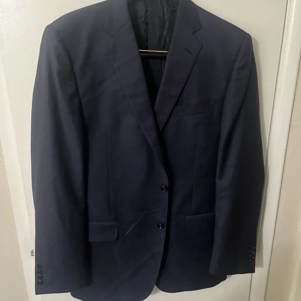 Jos A Bank Reserve 41L Blazer Sport Coat Navy Italian Cerruti Wool Made in USA